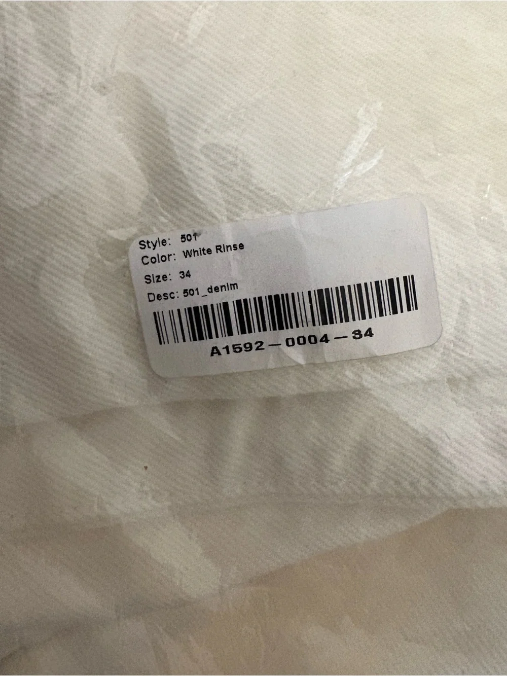 Levi's x Denim Tears White Straight Men’s Jeans 34 x 34